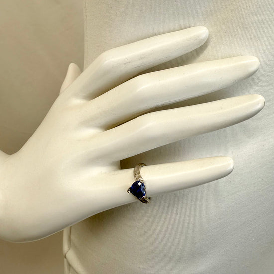 14K White Gold Ring with Diamonds and Sapphires