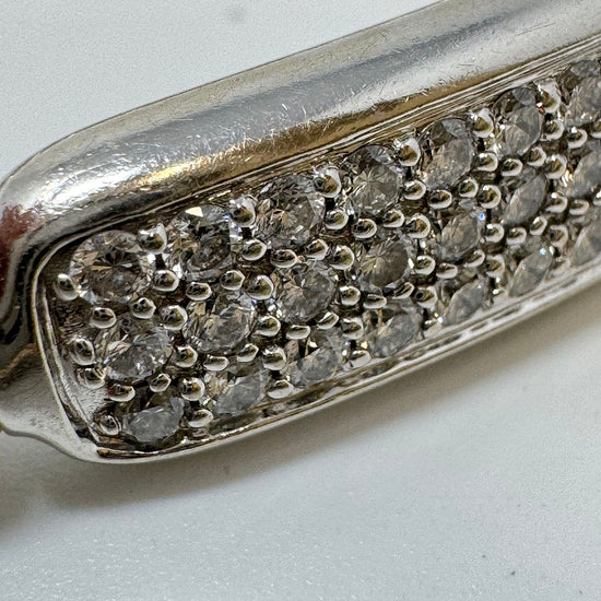 A&G 14K White Gold Stretch Beaded Bracelet with Diamond Bar