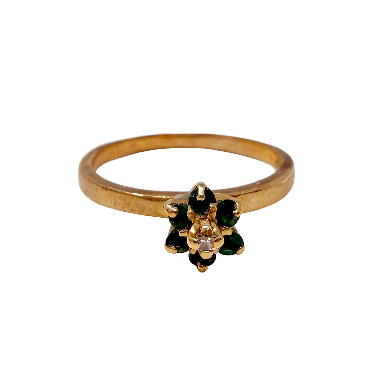 Emerald and Diamond Flower Ring