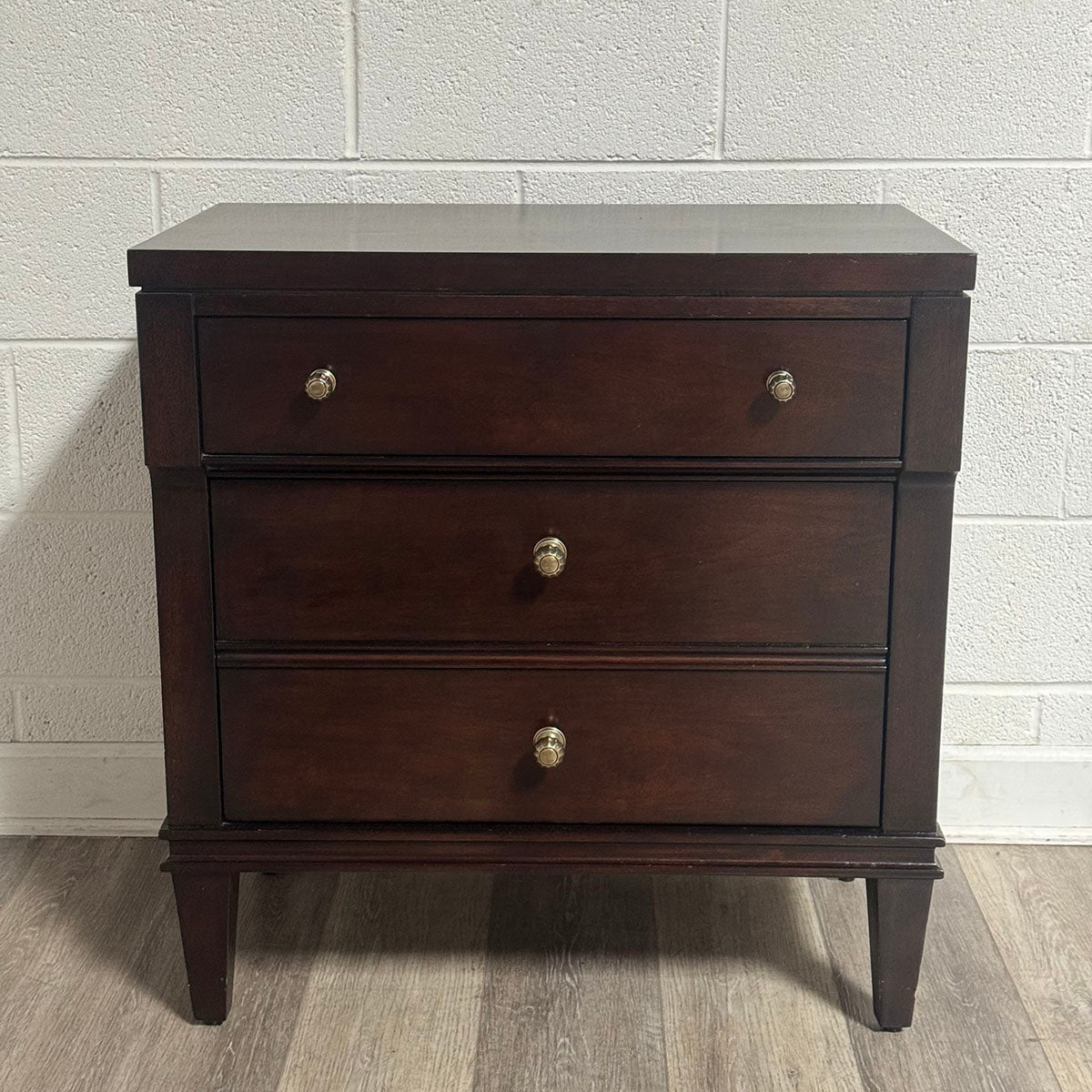 Wood End Table With Three Drawers