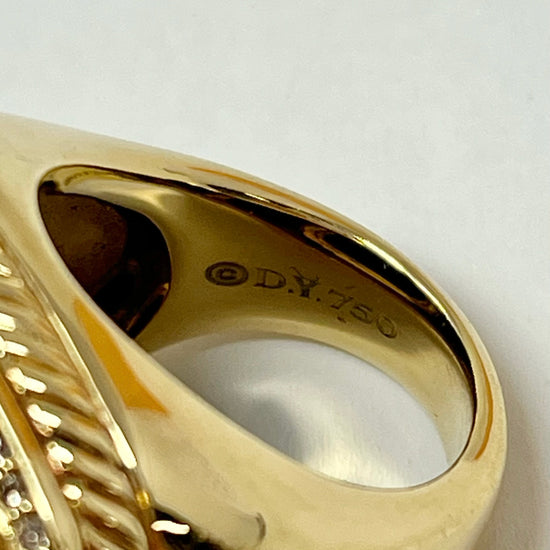 David Yurman 18K Gold Albion Ring with Mexican Opal and Diamond
