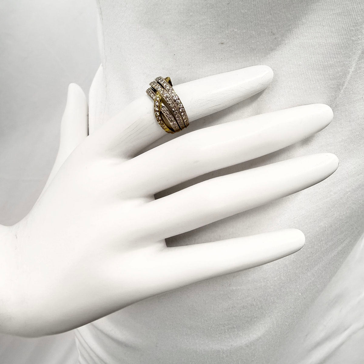 Simon G 18K Gold Diamond Crossover Ring