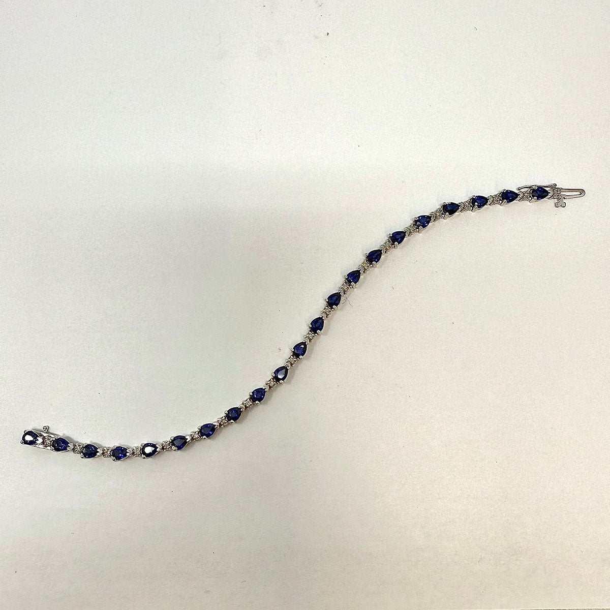 14K White Gold Bracelet with Diamonds and Sapphires