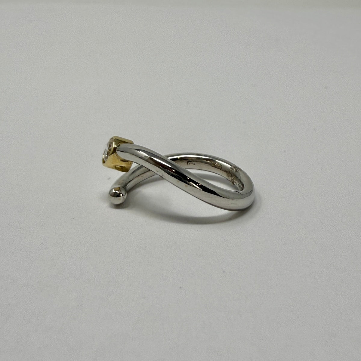 14K White Gold Bypass Ring with Diamond