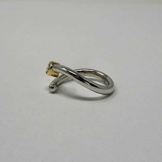 14K White Gold Bypass Ring with Diamond