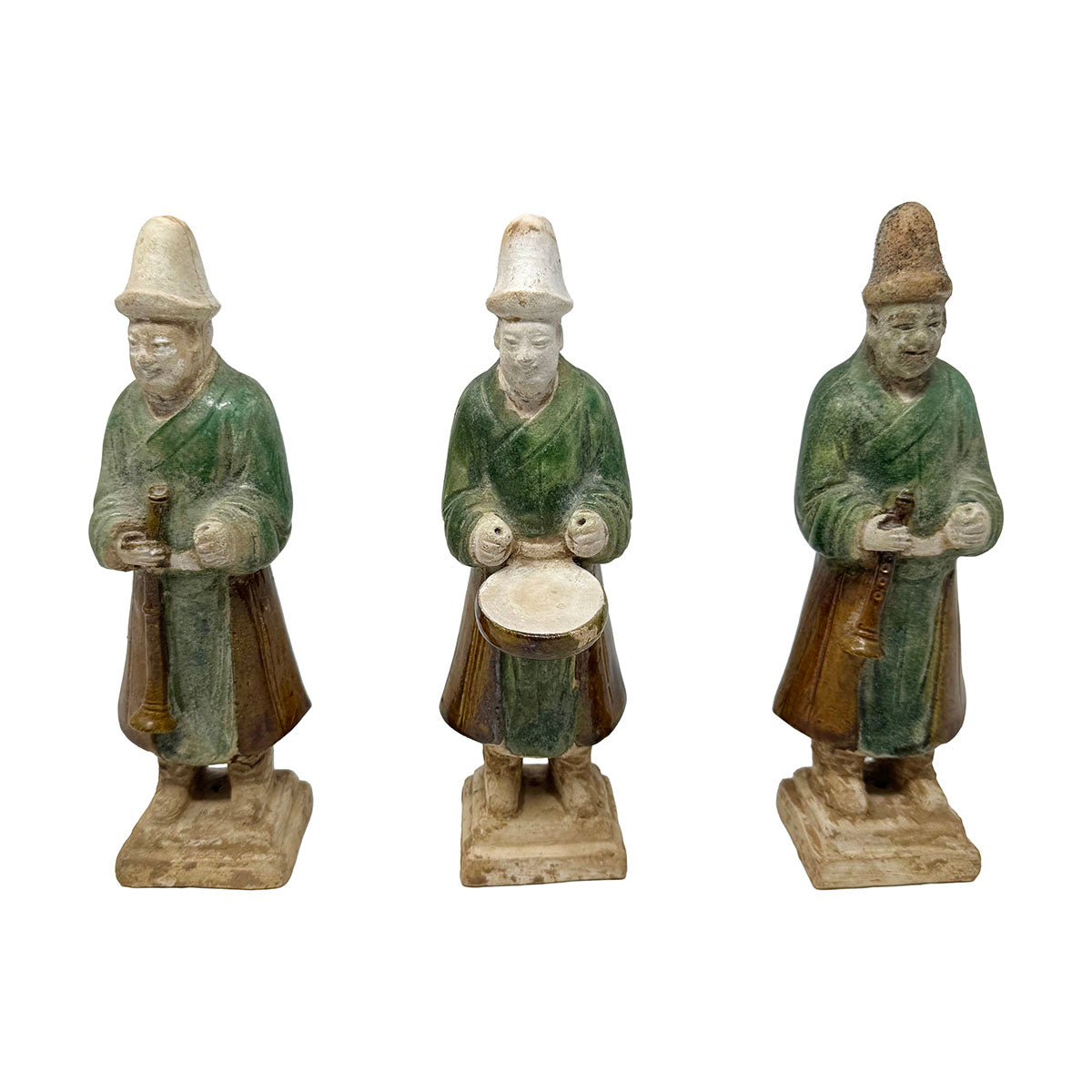 Set of Three Glazed Pottery Figures of Musician Ming Dynasty