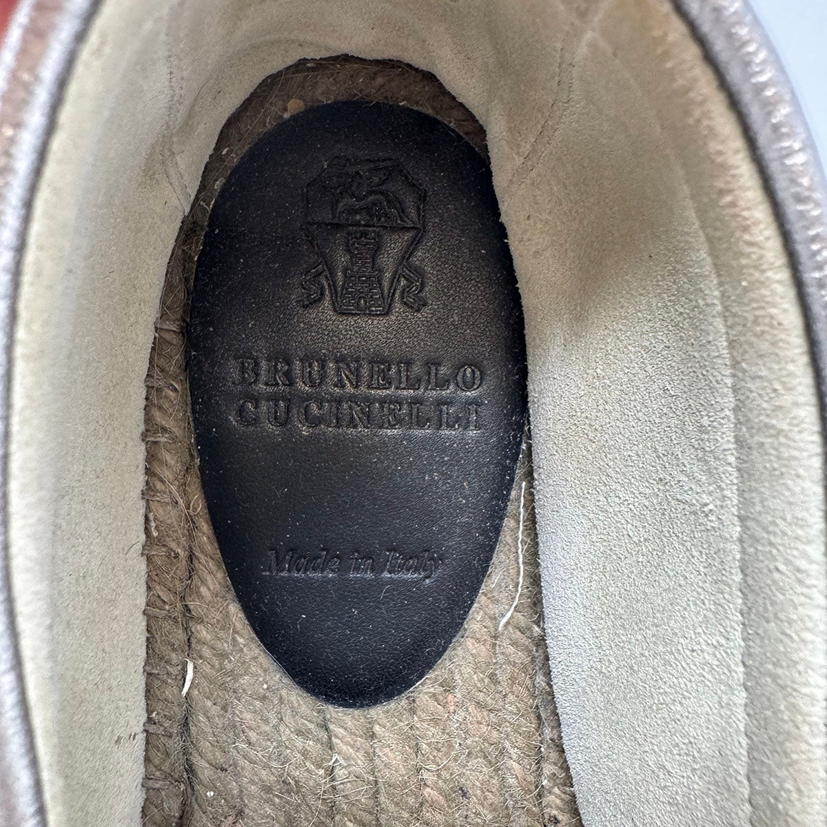 Brunello Cucinelli Metallic Espadrille with Monili
