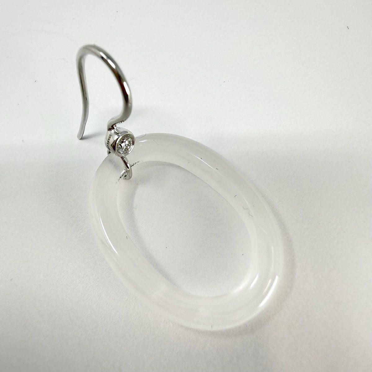Ivanka Trump 18K White Gold Drop Earrings with Bezel Set Diamond and Lucite Hoop