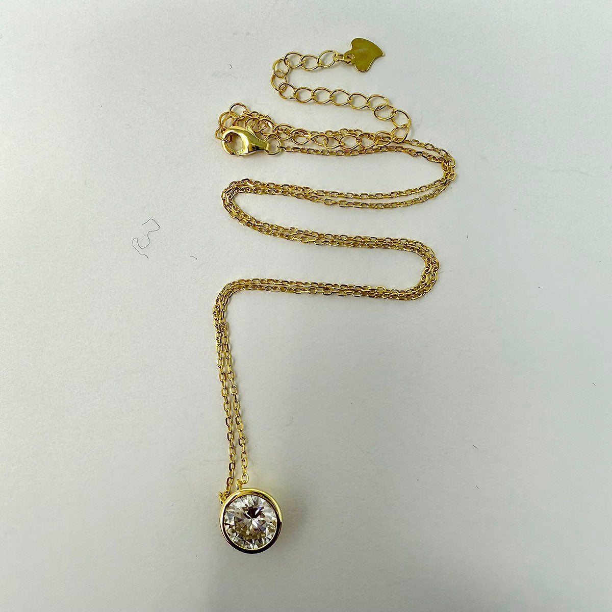 2ct Moissanite Round Bezel Set Pendant Necklace