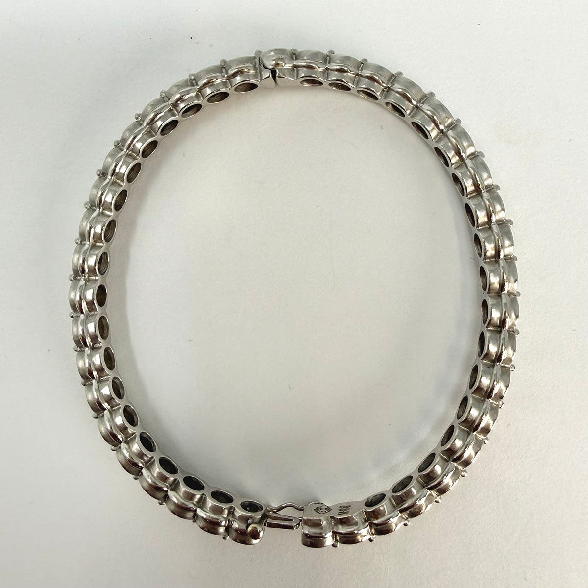 Doris Panos 18K White Hinged Bracelet with 20 Full Cut Diamonds