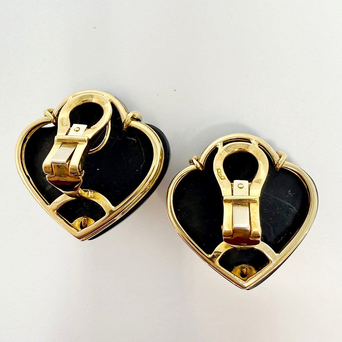 Elan 18K Gold Clip-on Earrings with Mother of Pearl and Onyx