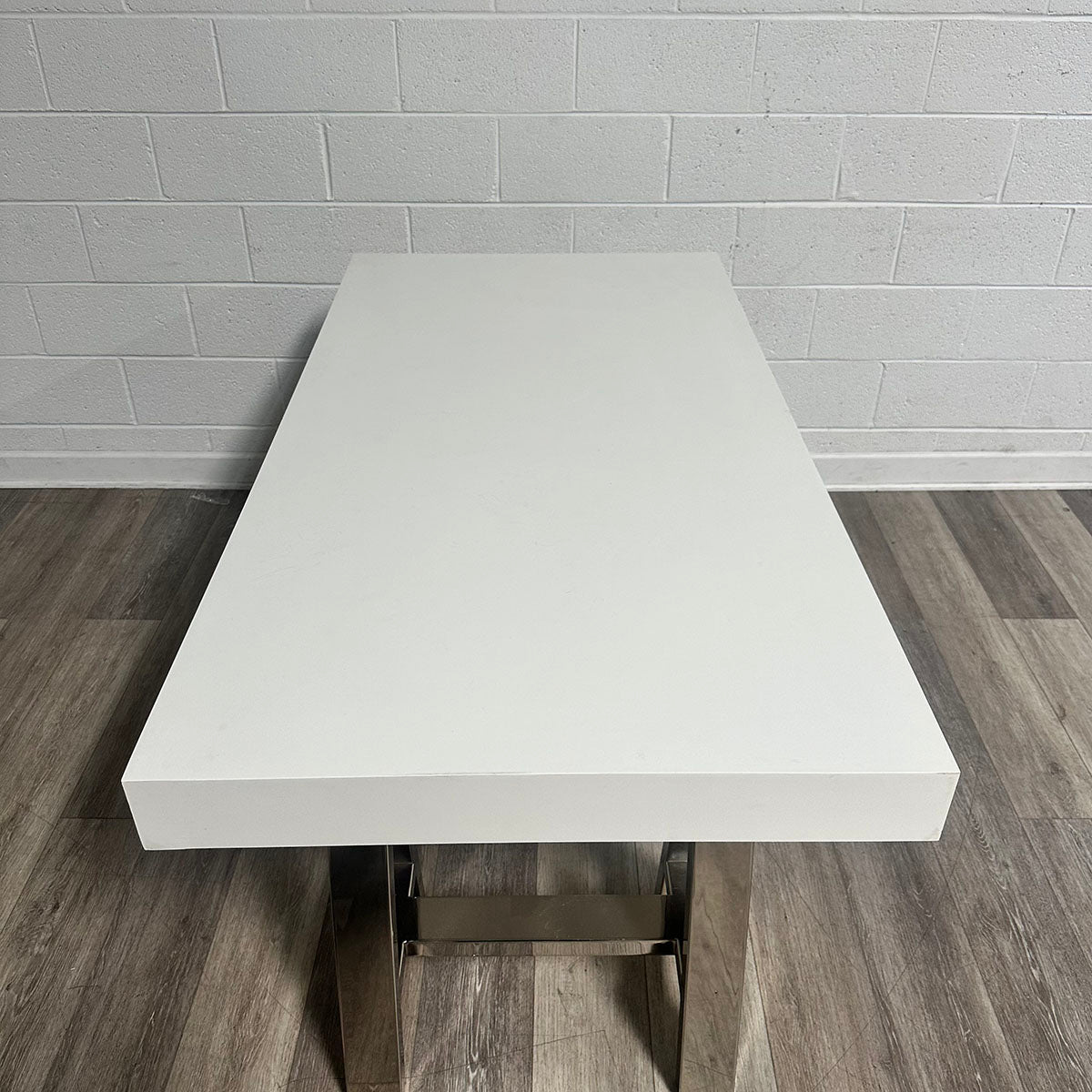 Jonathon Adler White Desk With Chrome Legs