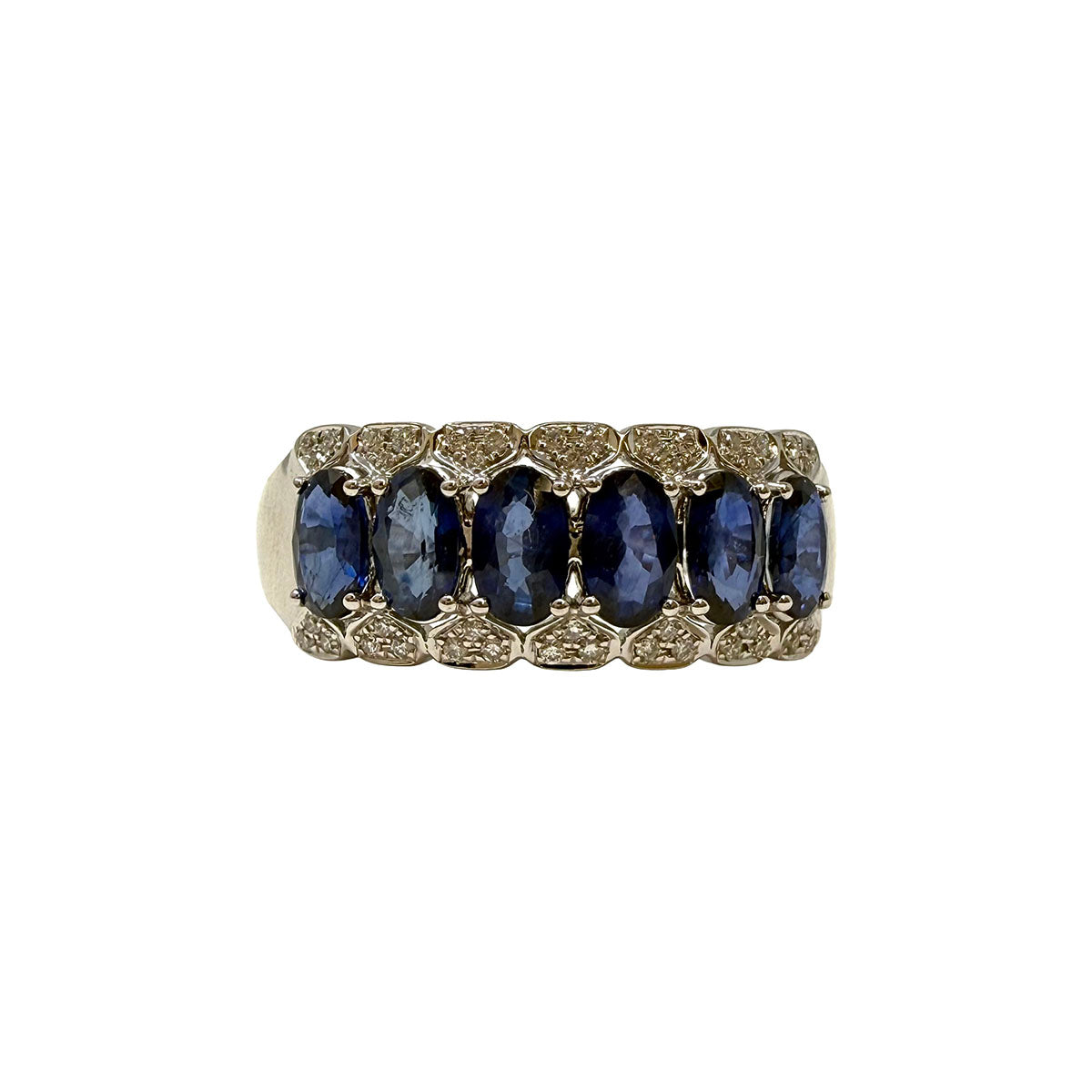 18K White Gold Ring with 6 Brilliant Cut Sapphires