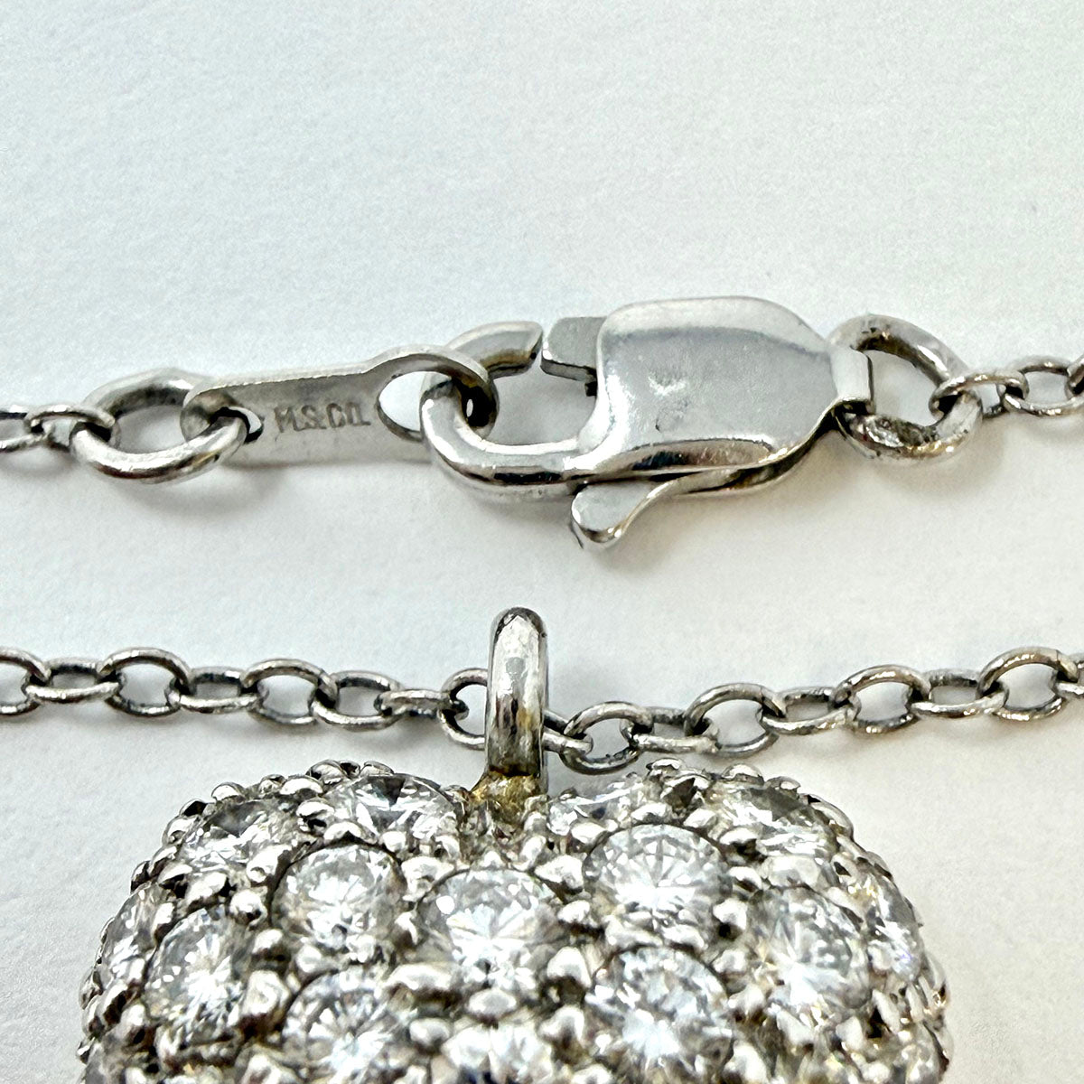 18K White Gold Necklace Diamond with Diamond Heart Pendant