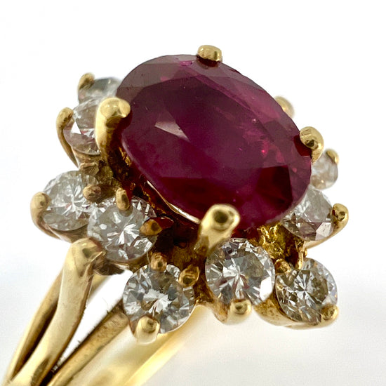 14K Gold Ring with Ruby and Diamonds