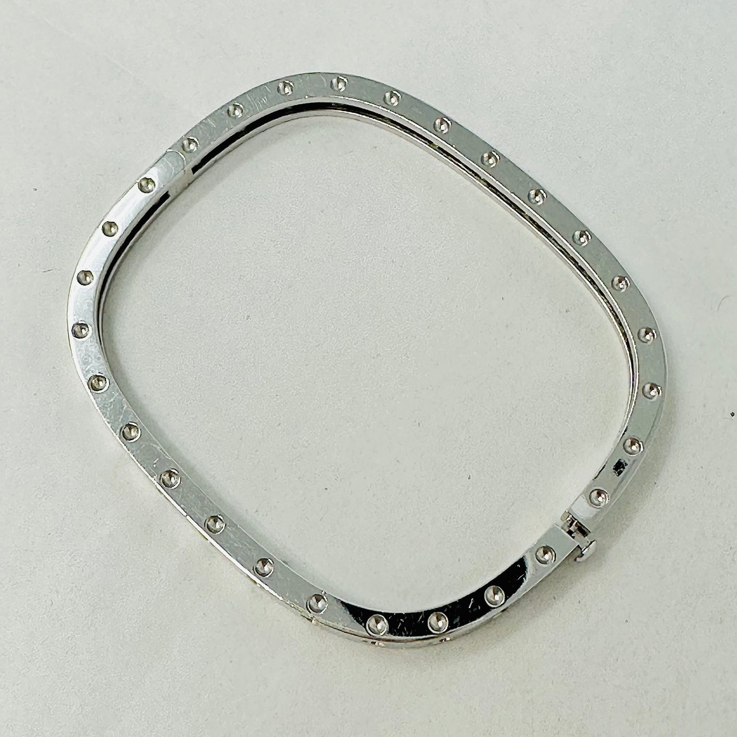 Roberto Coin 18K White Gold Square Hinged Pois Moi Bangle with 0.07ct Diamond