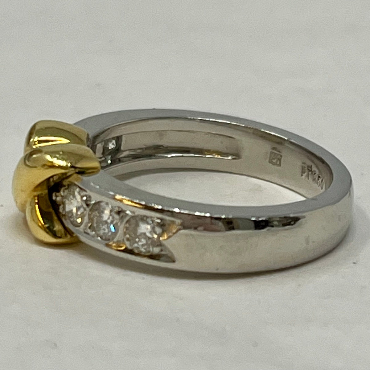 Gumuchian Platinum &  18K Gold "X" Ring with Diamonds