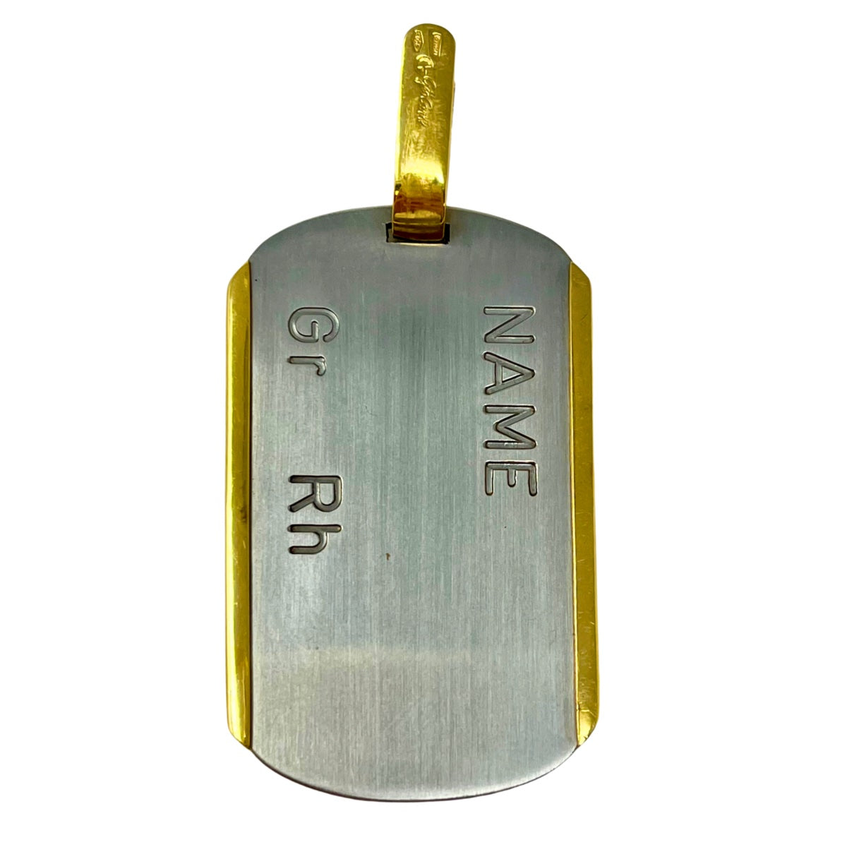 Gio Carolli 18K Gold and Steel "Dog Tag" Pendant