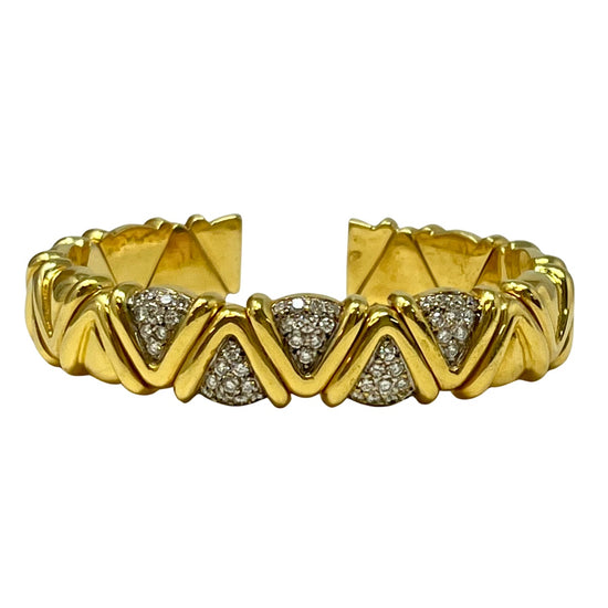 Load image into Gallery viewer, Elan 18K Gold  Cuff Bracelet with 50 Diamonds

