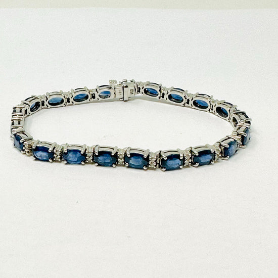 14K White Gold Bracelet with Sapphires and Diamonds