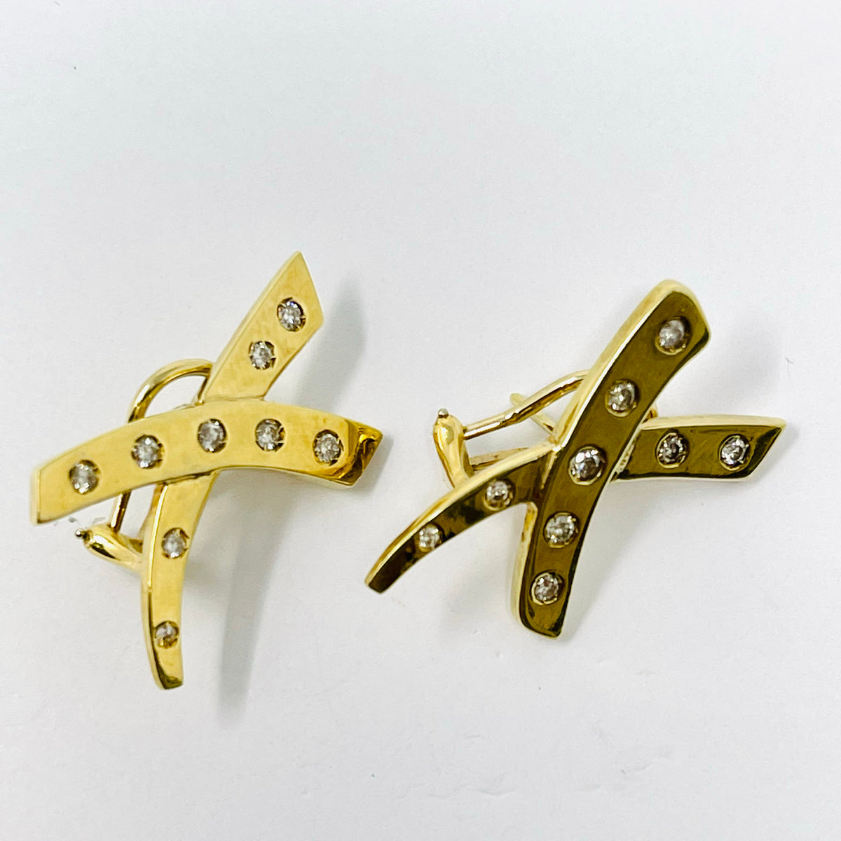 14K Gold "X" Earrings with 0.65ct  Diamonds