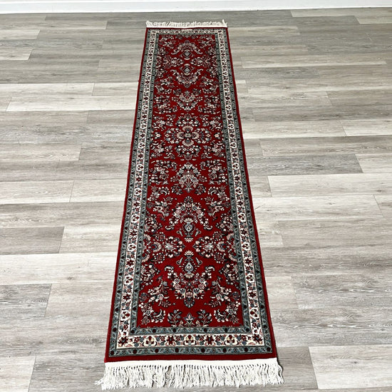 Red Runner with Vase Pattern and Turquoise Border