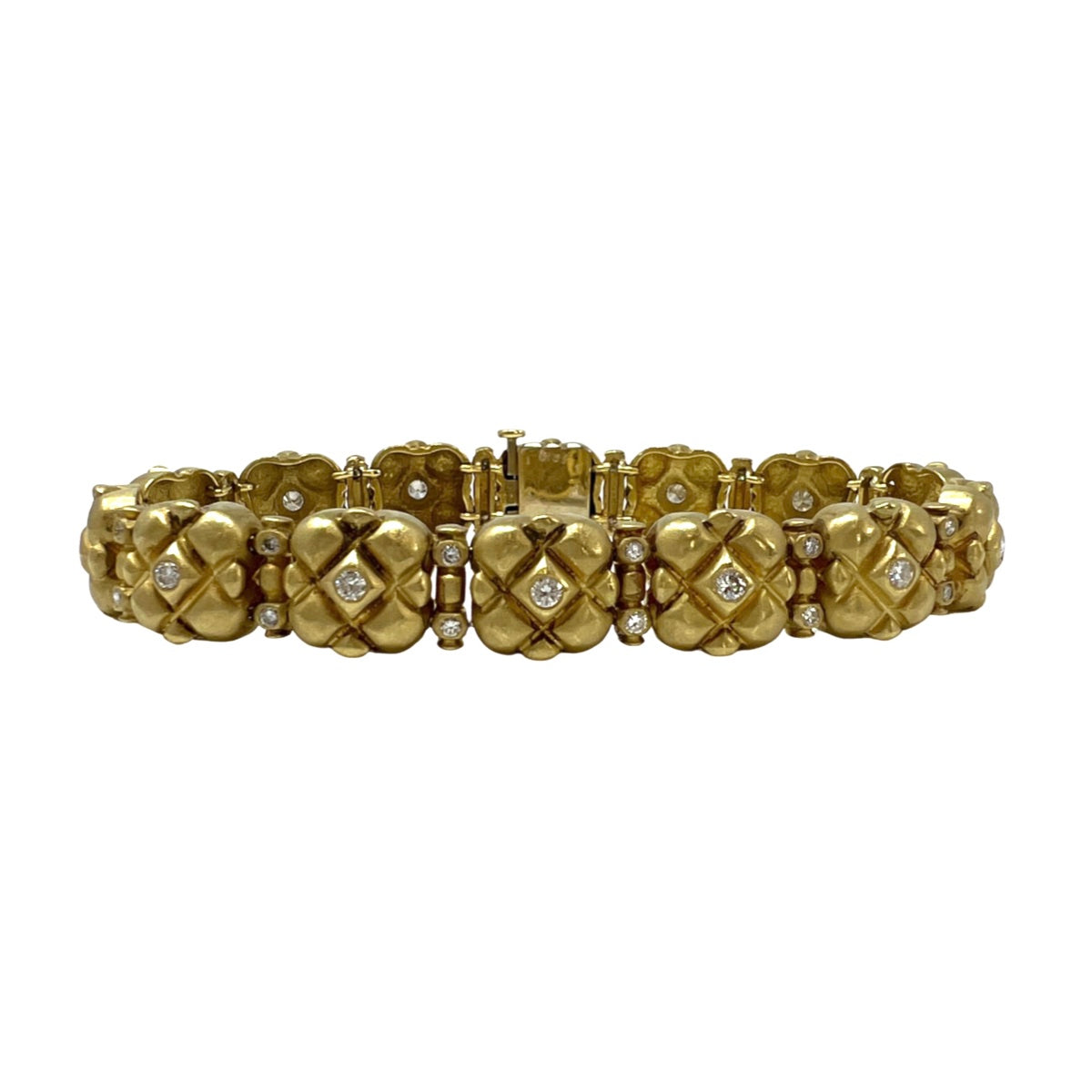 Load image into Gallery viewer, J.J. Marco 18K Matte Gold Bracelet with 42 Diamonds
