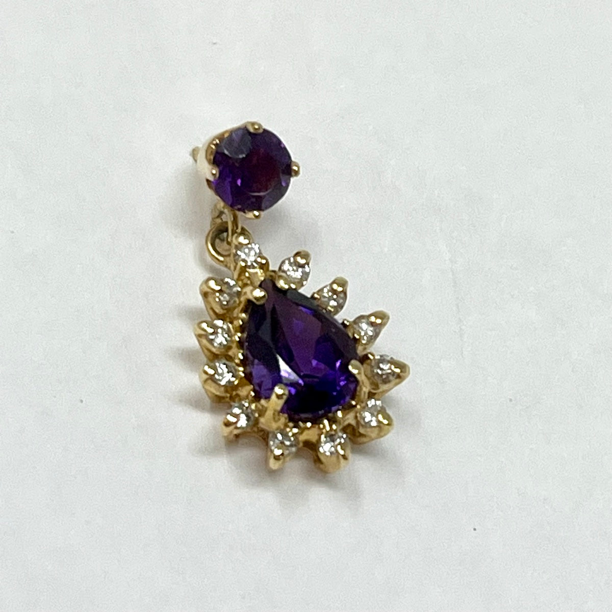 Load image into Gallery viewer, 14K Gold Drop Earrings with Amethyst and Diamonds
