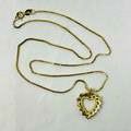 14K Gold Necklace with Diamond Heart Pendant