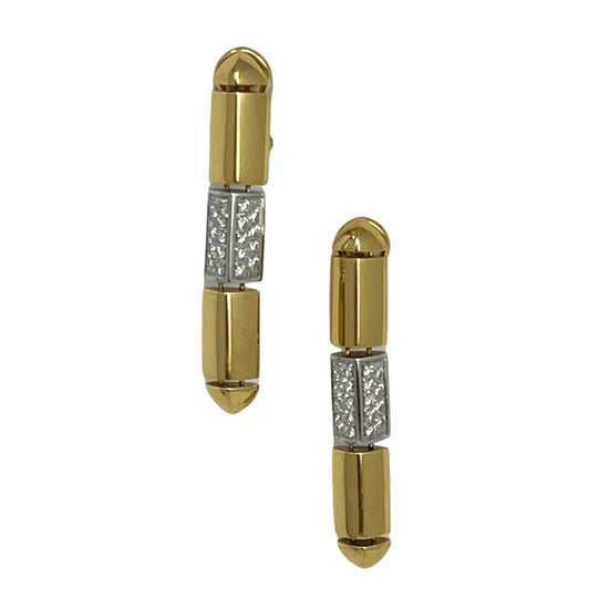 Antonini 18K Gold and Platinum Drop Earrings with 36 Round Diamonds