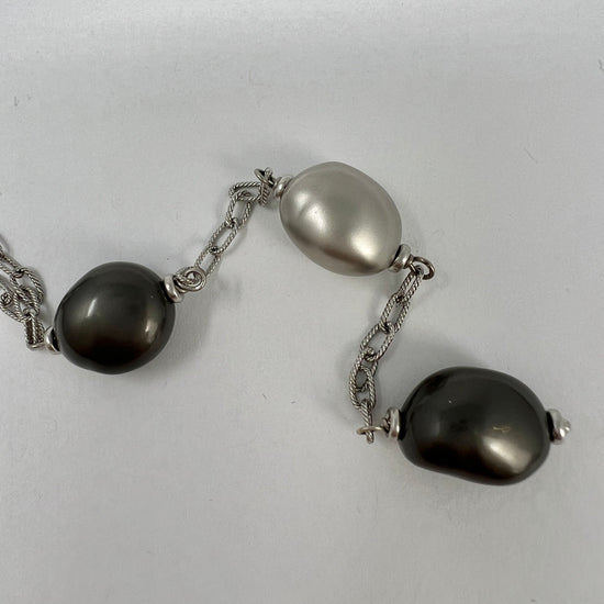 18K  White Gold Necklace with 10 Baroque Pearls