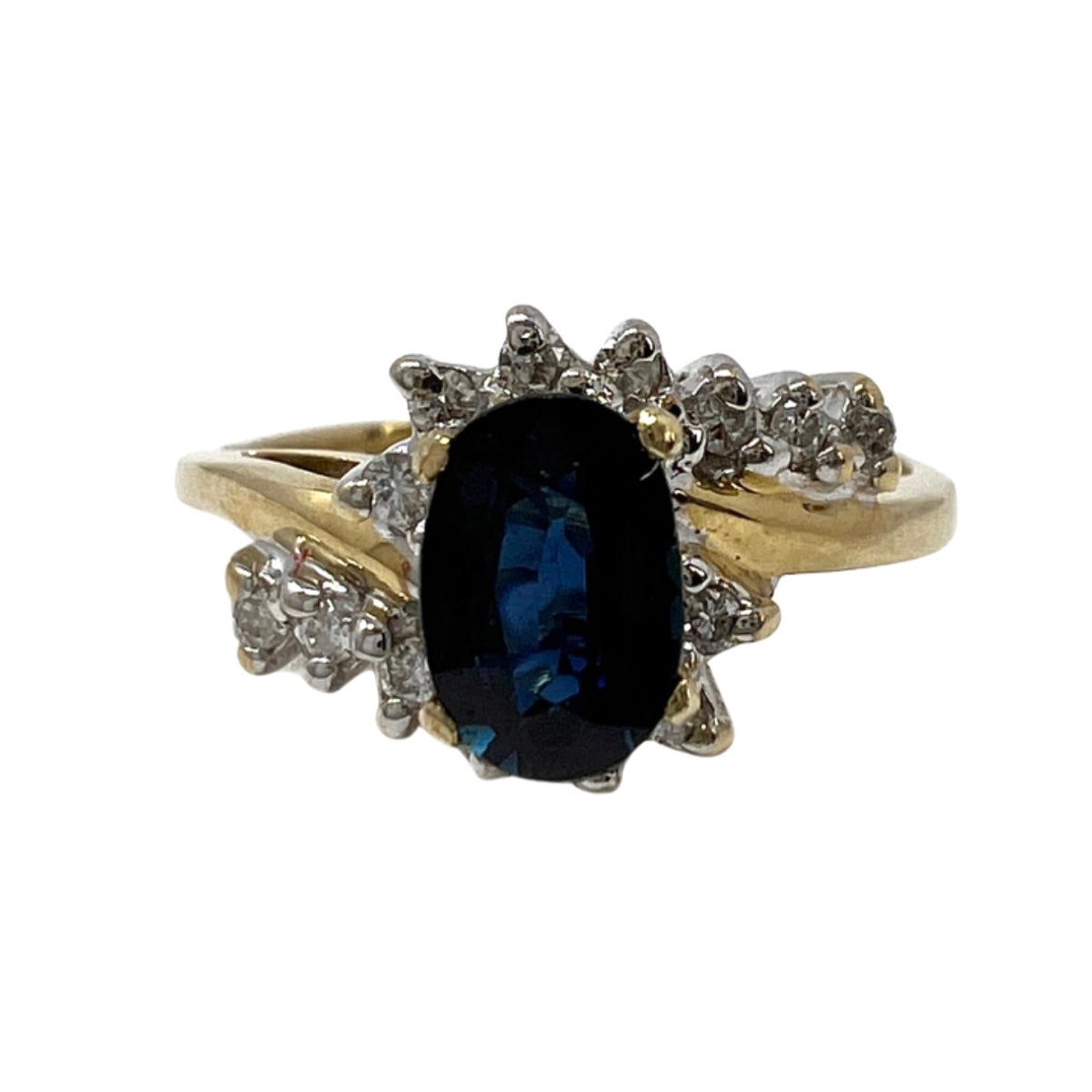 14K Gold Ring with Sapphire and Diamond