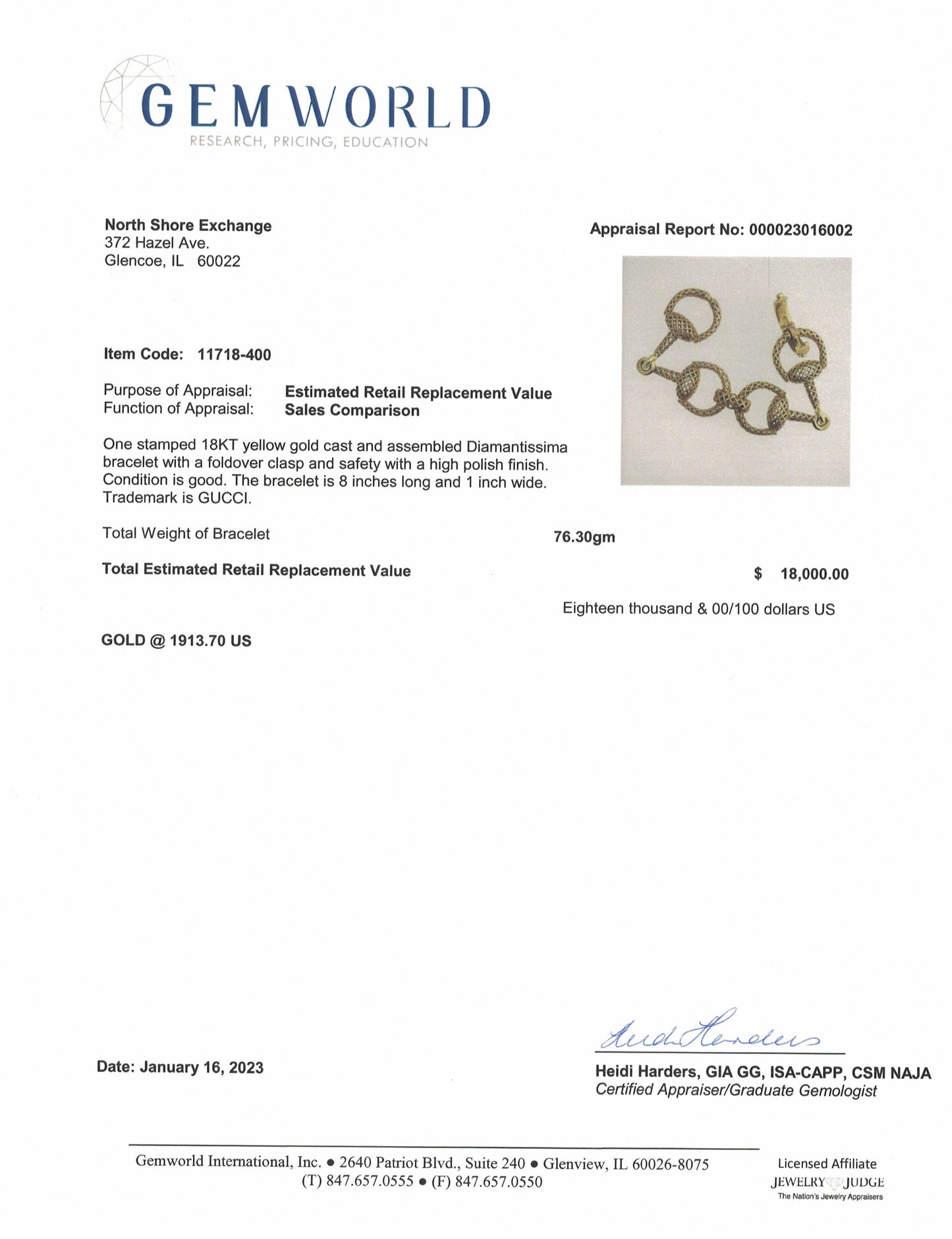 Load image into Gallery viewer, Gucci 18K Gold Diamantissima Horsebit Bracelet

