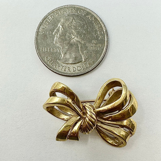 14K Gold Bow Pin