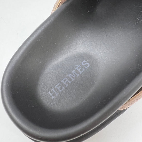 Hermes H Logo Suede Mules