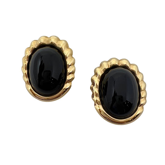 Rudolph Friedman 14K Gold Earclip with Oval Onyx Cabochon