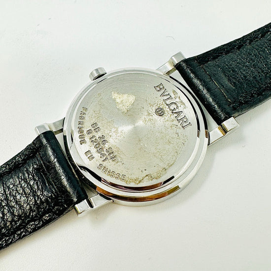 Bulgari Watch with Black Leather Strap