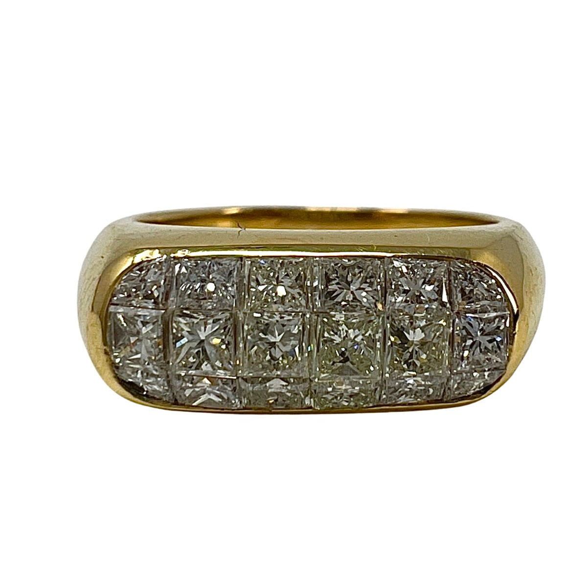 Load image into Gallery viewer, MKS 18K Gold Ring with 18 Princess Cut Diamonds
