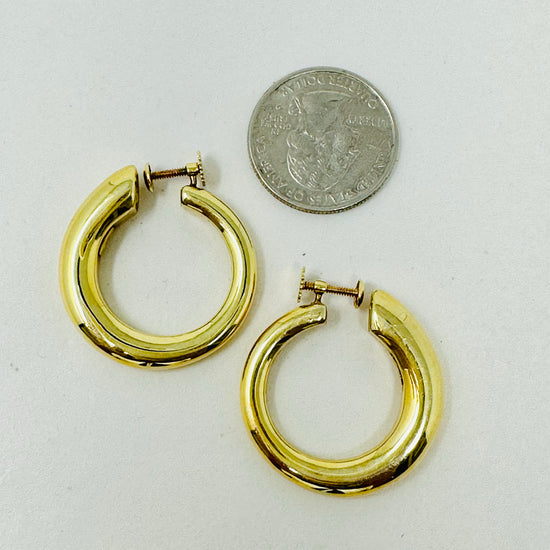 14K Gold Bright Finished Hoop Earrings