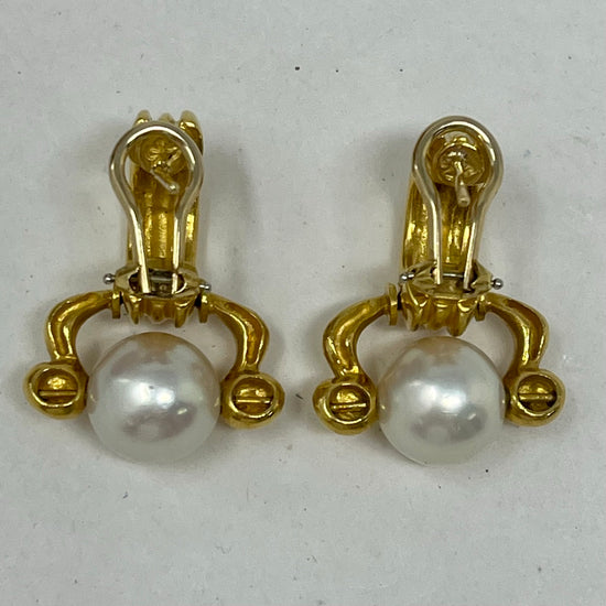 Susan Berman 22K Gold Earrings with 10mm Cultured Pearls
