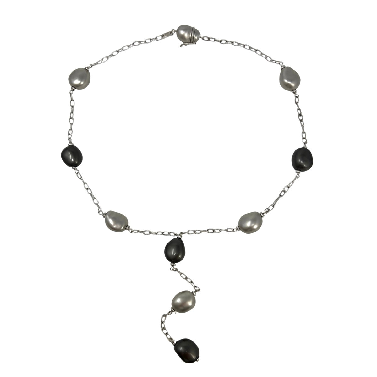 18K  White Gold Necklace with 10 Baroque Pearls