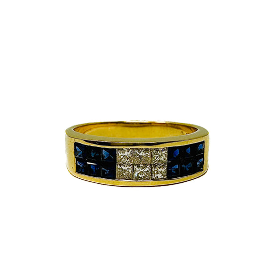 Load image into Gallery viewer, MKS 18K Gold Ring with Diamonds and Sapphires
