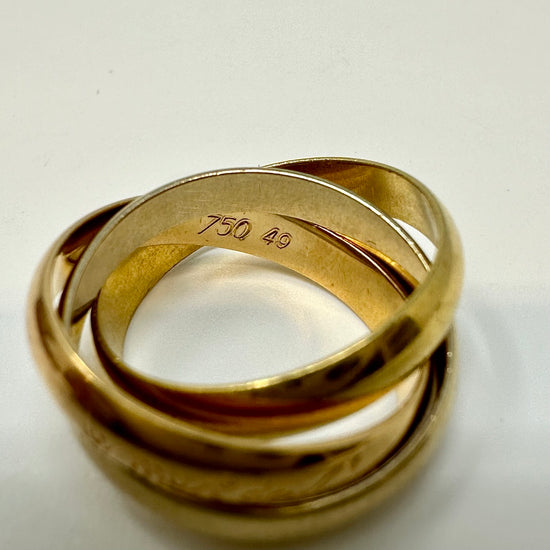 Cartier 18K Rose, White and Yellow  Gold Trinity Ring